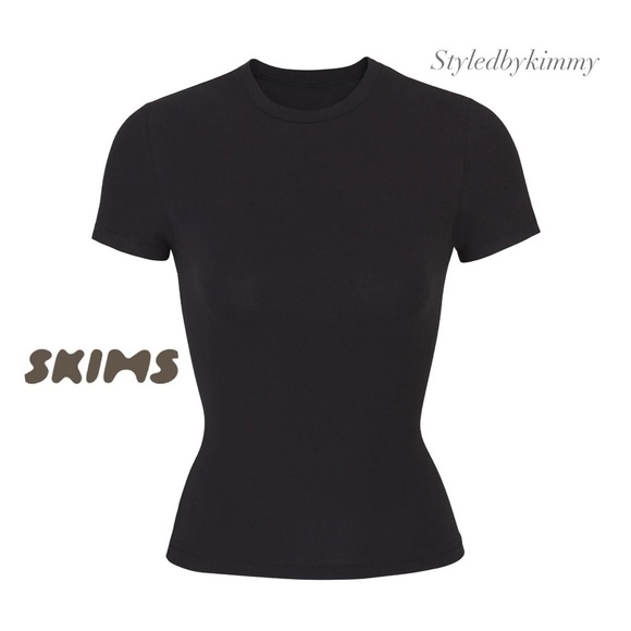 SKIMS COTTON JERSEY TSHIRT T-Shirt M Medium SOOT BLACK NWT New - Picture 4 of 4